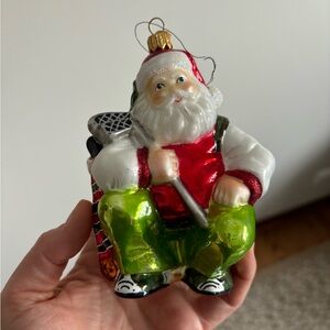 Santa Claus Golfing Golfer Holiday Ornament Handmade in Poland